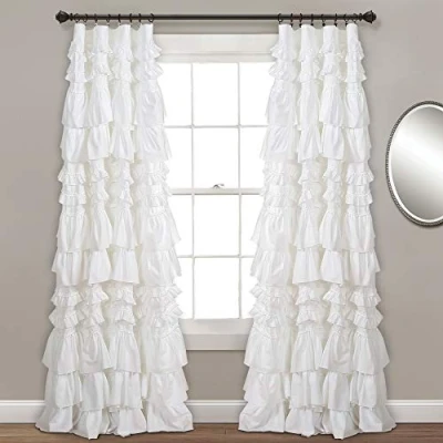 Image of Lush Decor, White Kemmy Window Curtain Sing Panel, 84&quot; x 52&quot;, 52&quot; W L