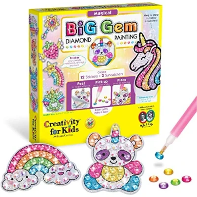 Image of Creativity for Kids Big Gem Diamond Painting Kit Create Your Own Magical Stickers and Suncatchers Art