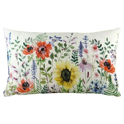 Image of Evans Lichfield Wild Flowers Emma Floral Rectangular Feather Filled Cushion Multicolour One Size