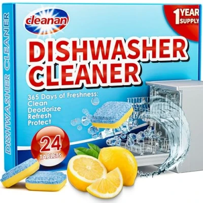 Image of Dishwasher Cleaner Deep Clean Tablets 24 Pack Powerful Descaling and Refreshing Pods, Cleaning for Dish Washer Machine, Natural Ingredients, Heavy Duty Sparkling Yearly Supply