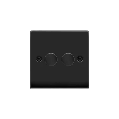 Image of Click Deco 2 Gang Way 100W LED Dimmer Switch Matt Black