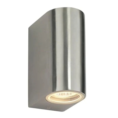 Image of Saxby Doron 35W Twin Brushed Die Cast Aluminium IP44 Outdoor Garden Up Down Wall Light