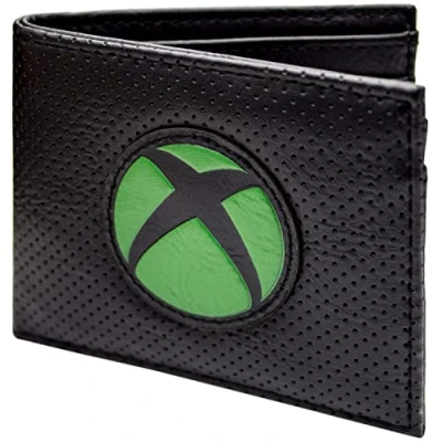 Image of Original Hardware Power Your Dreams Slogan Xbox Gaming Emblem Wallet Bi Fold ID &amp; Card Holder, Black