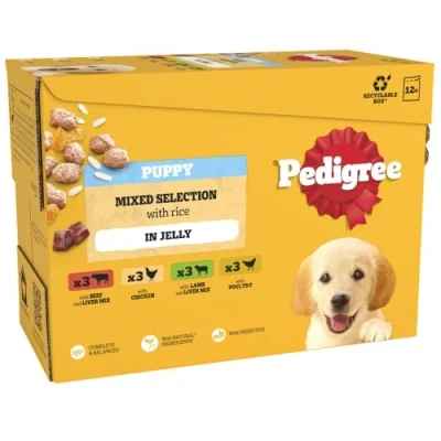 Image of Pedigree Junior Wet Dog Food for Young Dogs and Puppies, 12 Pouches (12 x 100 g)
