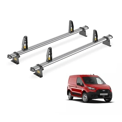 Image of Van Guard Trade Roof Rack for Ford Transit Connect (2013 2023) 2 Steel Bars &amp; Loadstops UltiBar SB309