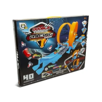 Image of Speed Hub Double Track Racing Game 40 Piece Set Multi Race &amp; Stunt Up 1 2 Players Boys Kids 5+ Gift