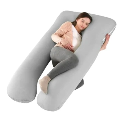 Image of Wndy&#039;s Dream Pregnancy Pillow for Sleeping, U Shaped Maternity Pillow, Full Body Support Back, Hips, Legs Pregnant Women, With Removable Cover (Blue)