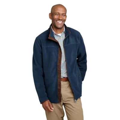 Image of Champion Mens Berwick Fleece Jacket With Faux Suede Trim Navy Blue L