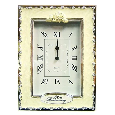 Image of benerini Happy 30th Pearl Wedding Anniversary Quartz Table Clock Gift Present