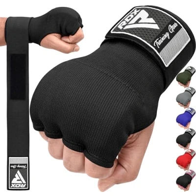 Image of RDX Gel Boxing Hand Wraps Inner Gloves, Quick 75cm Long Wrist Straps, Elasticated, Padded Fist Protection, Muay Thai MMA Martial Arts Punching Speed Bag Training Bandages, Under Mitts Handwraps
