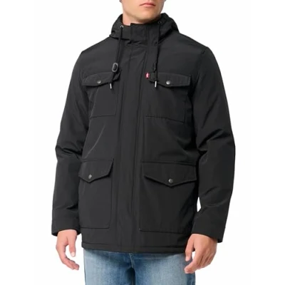 Image of Levi&#039;s Men&#039;s Arctic Cloth Sherpa Lined Parka, Soft Touch Black, XL