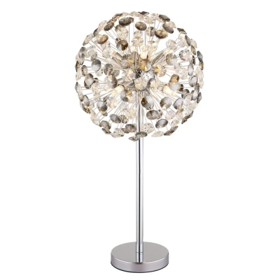 Image of Katrina Glass Table Lamp Chrome K9 Crystals Smoke Colored 8x G9 3000K