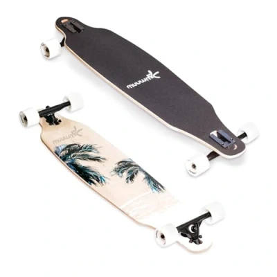 Image of Muuwmi ABEC 7 Longboard, for children and adults, Skateboards, with or without lighting wheels (Beach)