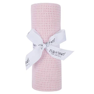 Image of 90 x 70cm 100% Cotton Cellular Baby Blanket (Pink)