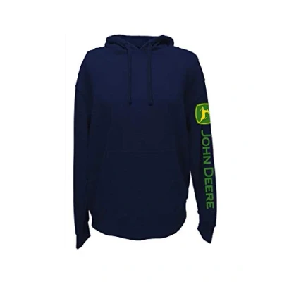 Image of John Deere Solid Hoodie with Logo on Sleeve Black, Navy, XL