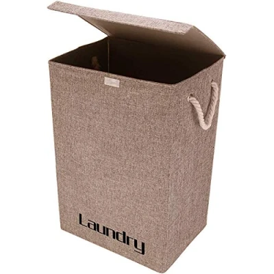 Image of BALLSHOP 72L Laundry Baskets Storage Fabric Basket Hamper with Foldable Lid for Dirty Clothes Underwear T Shirt Blouse Brown 40 x 30 60 cm