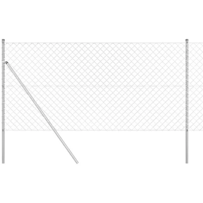 Image of vidaXL Chain Link Fence with 7 Posts 1.4x10 m Galvanised Steel