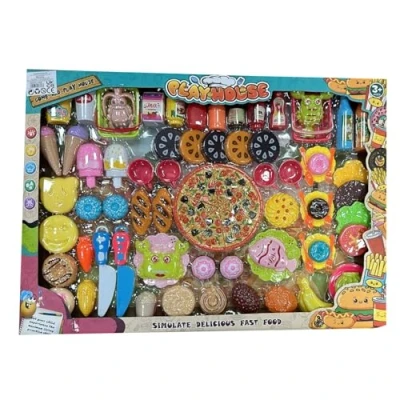Image of SDMAX Fast Food Toy Play Set For Kids, Kitchen Accessories, Multiple Grocery, Colourful Design, Portable And Lightweight, Pretend Set,, Random colour