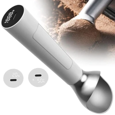 Image of Portable Handheld Heated Ice Cream Scoop, 2 oz/scoop Rechargeable Spoon,Ice Scooping Tool with Digital Display,Waterproof,Adjustable Temperature,8H Standby 1PCS