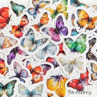 Image of Ta Merry Scrapbook Accessories Scrapbooking Supplies,45Pcs Laptop Butterfly Mini Stickers Aesthetic for Adults,Journaling Supplies Scrapbooking,Card Making(Butterfly in Flowers