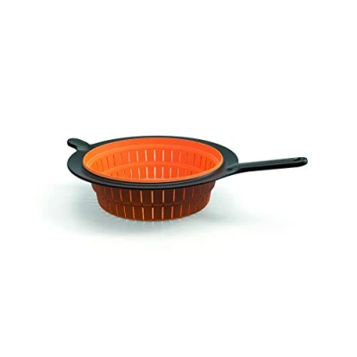 Image of Fiskars Colander Diameter: Ø 26 cm, Plastic/Silicone, Functional Form, Black/Orange, 1027304