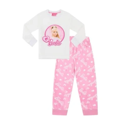 Image of Barbie Girls Luxury Fleece Long Pyjama Set (7 8 Years) Pink