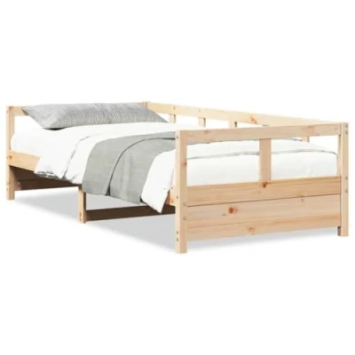 Image of vidaXL Daybed Sofa Bed 90x200 cm Natural Pine Wood Couch Sleeper—Living Room/Bedroom Convertible Furniture