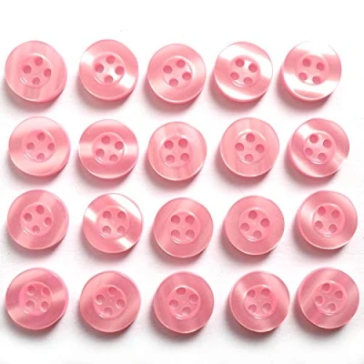 Image of Shiny 4 Hole Shirt Buttons 11mm Wide Pack of 20 (Pink)
