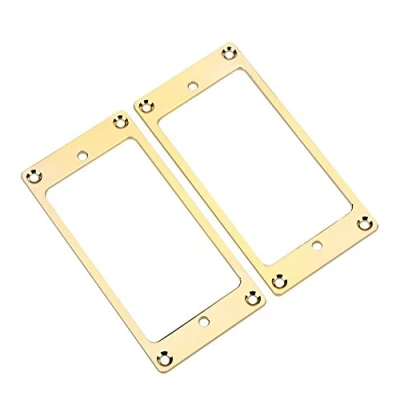 Image of Metal Flat Hunmbucker Electric Guitar Pickup Frame Mounting Ring 2 Pcs (Gold)