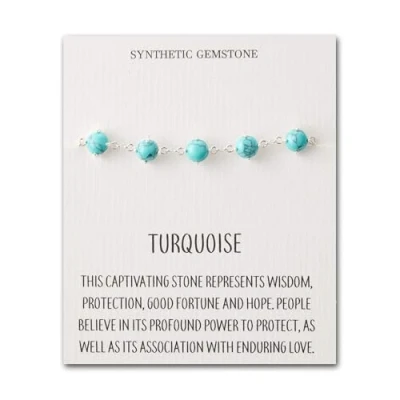 Image of Philip Jones Synthetic Turquoise Gemstone Bracelet with Quote Card