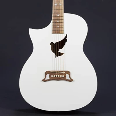 Image of Lindo Left Handed White Dove V2 Spruce Top Electro Acoustic Guitar with Preamp/Tuner &amp; Padded Gig Bag