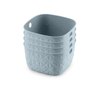 Image of Curver Softex Set of 4 100% Recycled XS Rectangular Storage Baskets 3L Teal