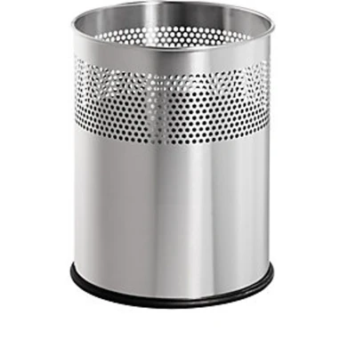 Image of Helit Waste Paper Bin, Stainless Steel With Perforated Pattern, Hx321 X 255mm, Capacity 15 L