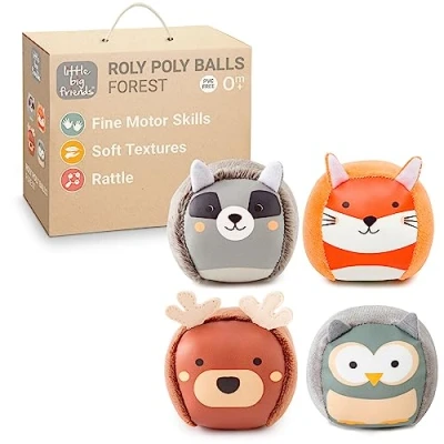 Image of Little Big Friends Roly Poly Balls Sensory Ball Toy for Baby, Set of 4 Forest Theme
