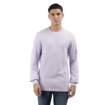 Image of Calvin Klein Jeans Waffle Long sleeved top, Men&#039;s, Size: XXL, Pastel lilac