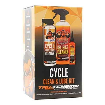 Image of Tru Tension Cycle Clean &amp; Lube Bundle Monkey Juice Bike Cleaning Chain Care Kit Bicycle Tools Accessories 3 Piece