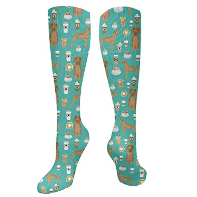 Image of 351 Winter Socks Vizsla Coffee Cafe Dog Pet Breeds Vizslas Thick Fancy Novelty Gift Multi Coloured Work 50Cm For Valentine&#039;S Day, Halloween, Great