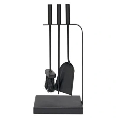 Image of JVL 11 325 Belmont Contemporary Fireside Companion Curve Tool Set, Steel, Black, 23 x 15 45 cm, 3 Pieces