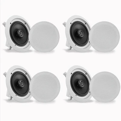 Image of PYLE 6.5 4 Bluetooth Flush Mount In wall ceiling 2 Way Speaker System Quick Connections Changeable Round/Square Grill Polypropylene Cone &amp; Tweeter Stereo Sound Ch Amplifier 200 Watt