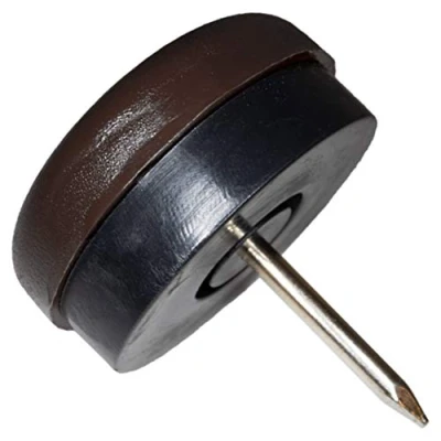 Image of Adsamm® / 32 x Glides in plastic with nail and rubber cushion Ø 0,98&#039;&#039; (Ø 25 mm) brown round Premium quality furniture sliders bumper by