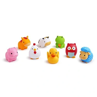 Image of Munchkin Floating Farm Animal Themed Rubber Bath Squirt Toys for Baby, Pack of 8