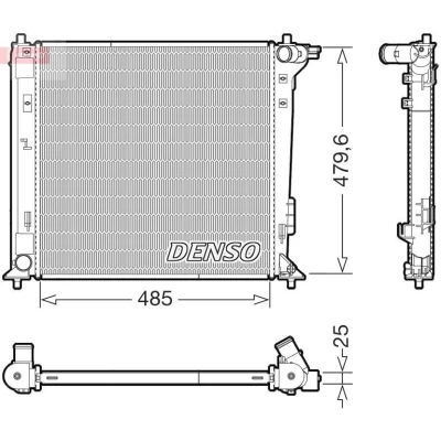 Image of 25310D7000, 25310D7050 Engine radiator DENSO DRM41031 485mm 480mm 25mm HYUNDAI: Tucson