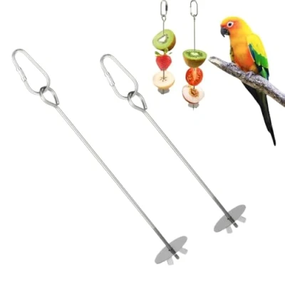 Image of Parrot Skewer Feeder Stainless Steel Chicken Bird Hanging Food Holder Foraging for Toy