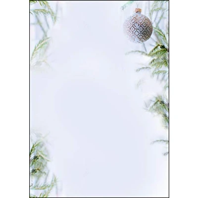 Image of SIGEL DP302 Christmas writing paper, branches and baubles, 21 x 29,7 cm, 90g/m², White Green, 25 sheets