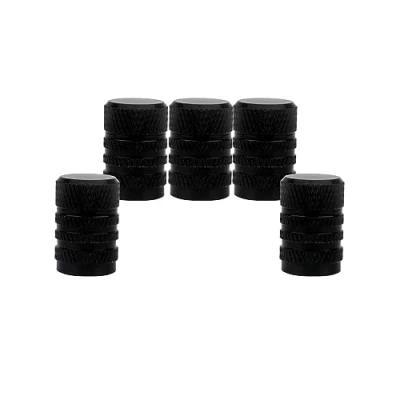 Image of SENZEAL 5Pcs Tyre Valve Dust Cap Round Style Universal Tire Stem Caps Aluminum Car for Bikes Cars Motorcycles Trucks Black
