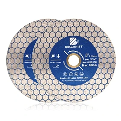 Image of Diamond Granite Cutting Wheel 5inch BRSCHNITT 2pcs 125mm Vacuum Brazed Angle Grinder Blade for dry and wet Grinding Porcelain,Tile,Ceramic Tile Stone,Marble,Quartz,Granite