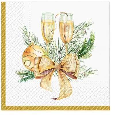 Image of PAW Decor Collection 3 Ply Xmas Decoupage Tissue Paper Napkins Decorative Christmas Serviettes 33cm x Pack of 20 (Celebration Time)