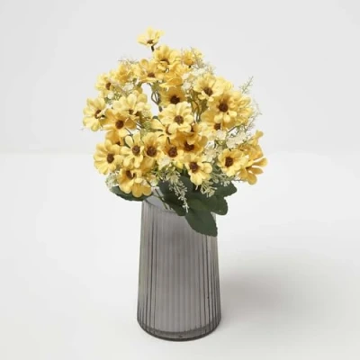 Image of HOMESCAPES Artificial Wild Daisies Yellow Bouquet 46 cm, Realistic Natural Flowers