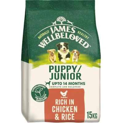 Image of James Wellbeloved Puppy and Junior Dog Food with Chicken Rice 15kg