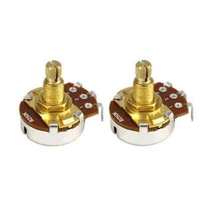 Image of FLEOR 2PCS Full Size B250K Linear Taper Potentiometer Guitar Tone Volume Control Pots L18mm Gold plated Copper Long Split Shaft